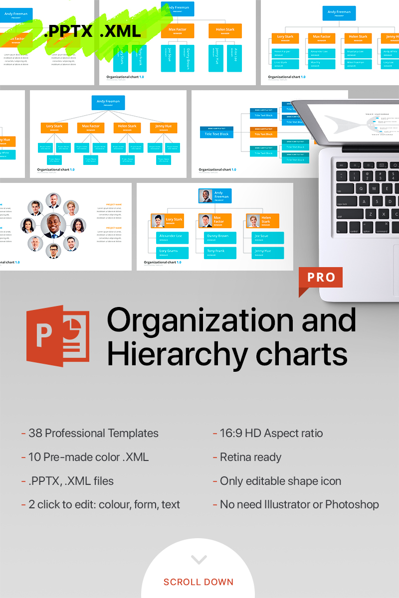 Organizational Chart & Hierarchy - PowerPoint template