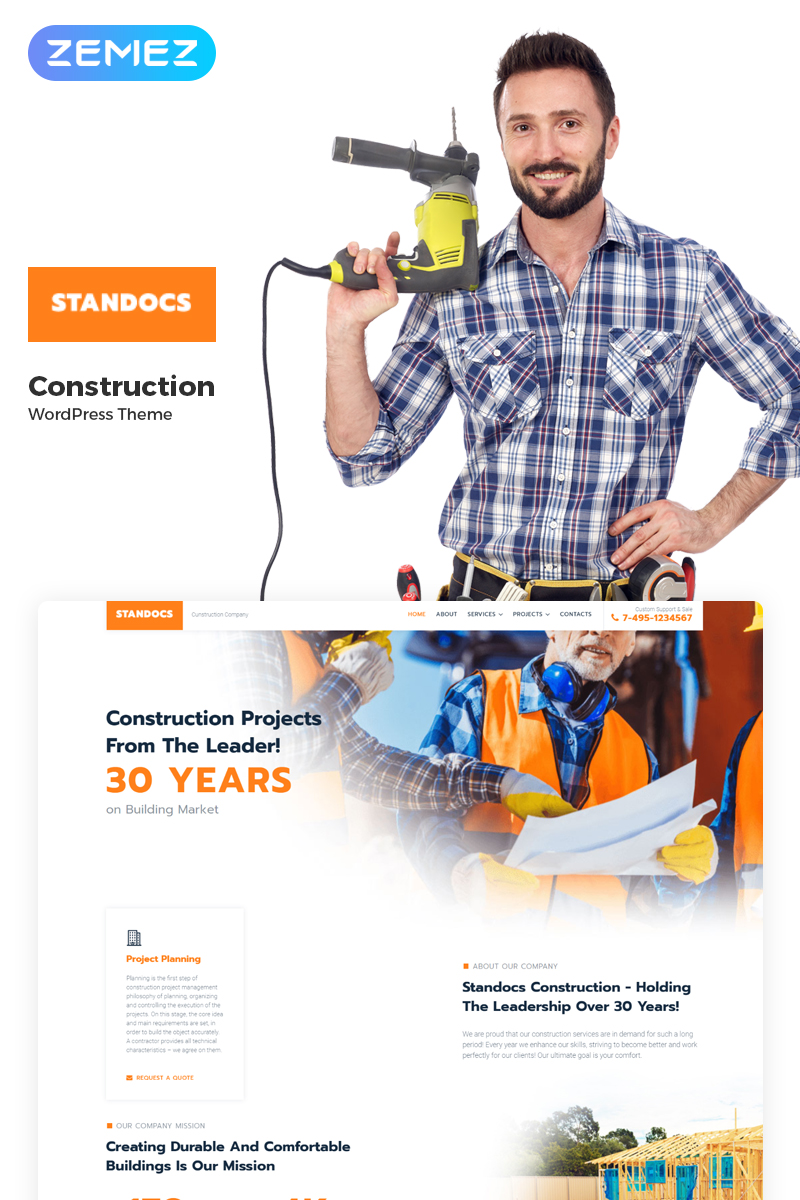 Standocs - Construction Company WordPress Elementor Theme