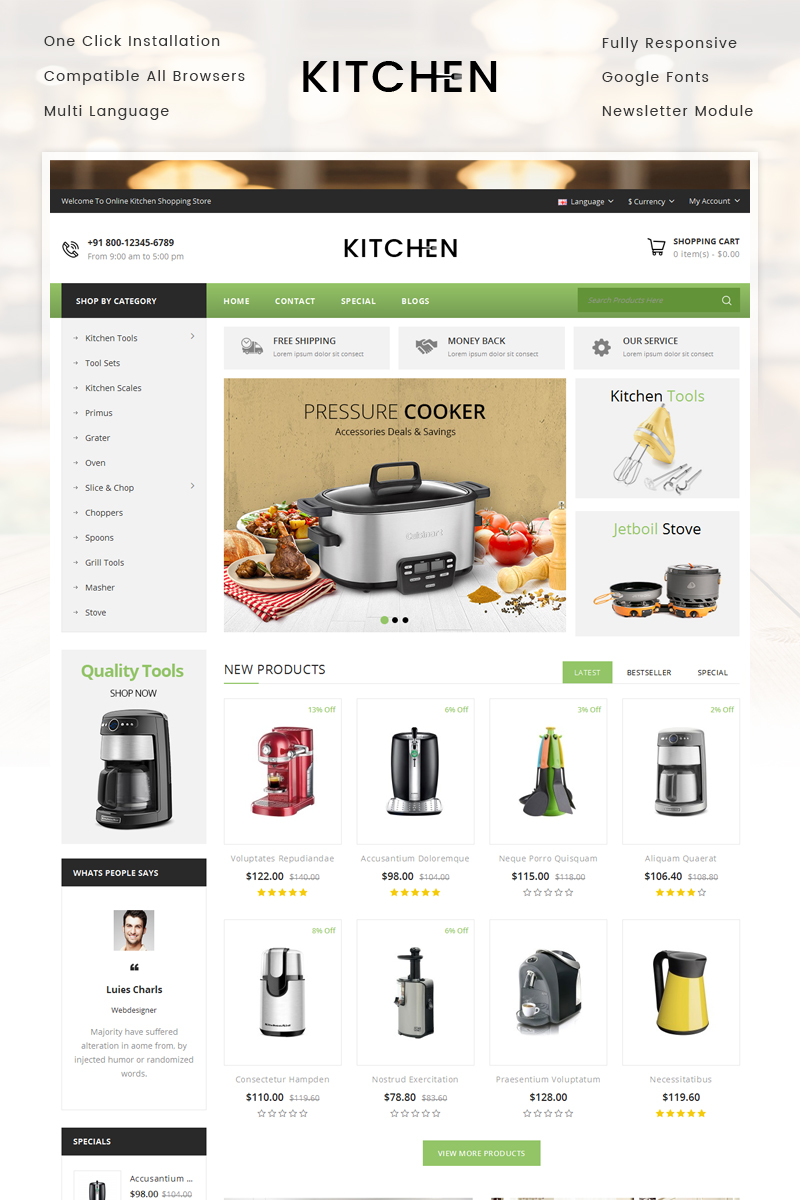 Kitchen Appliance Store OpenCart Responsive Template