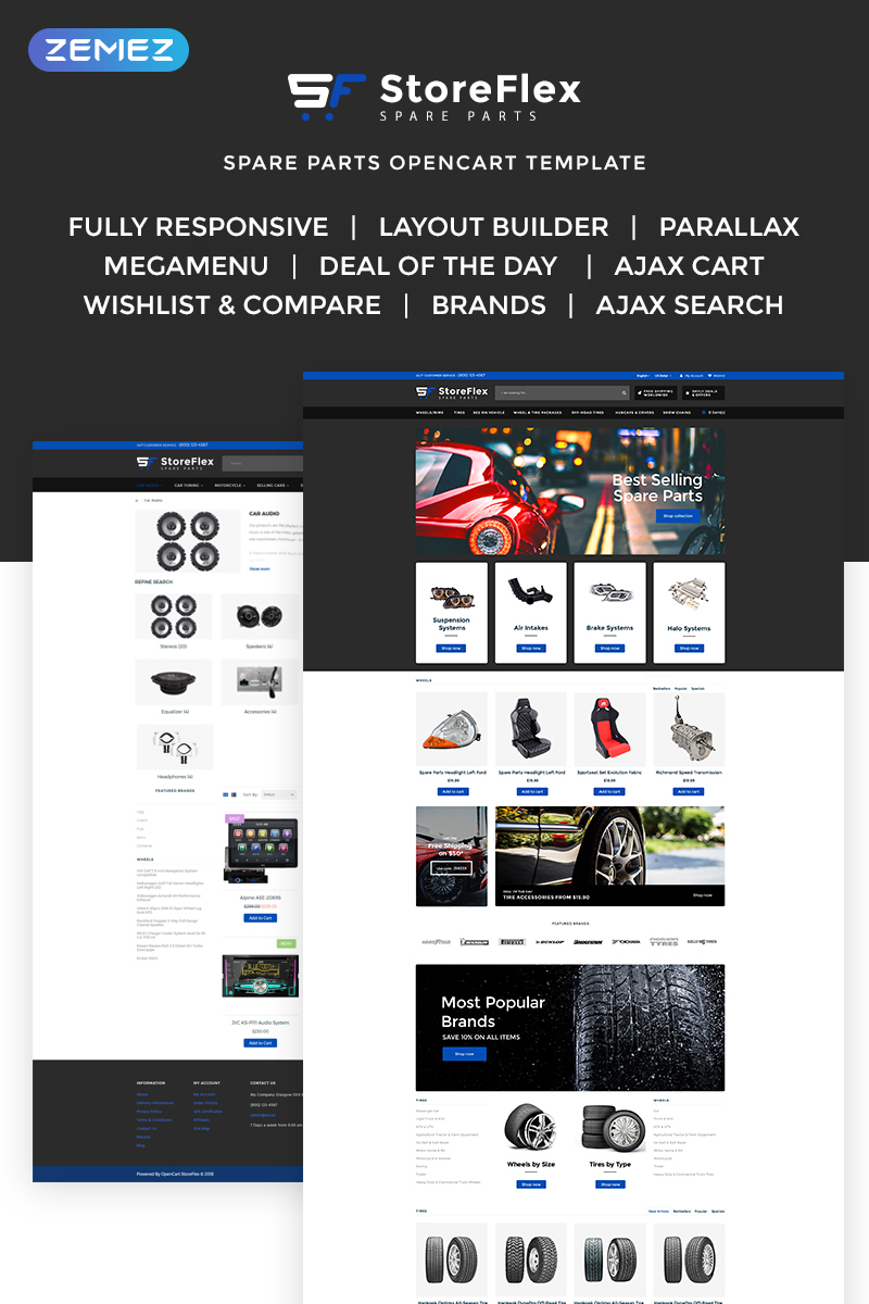 StoreFlex - Fancy Car Parts Online Shop OpenCart Template
