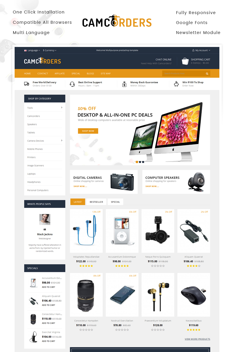 Camcorder - Electronics Store OpenCart Responsive Template
