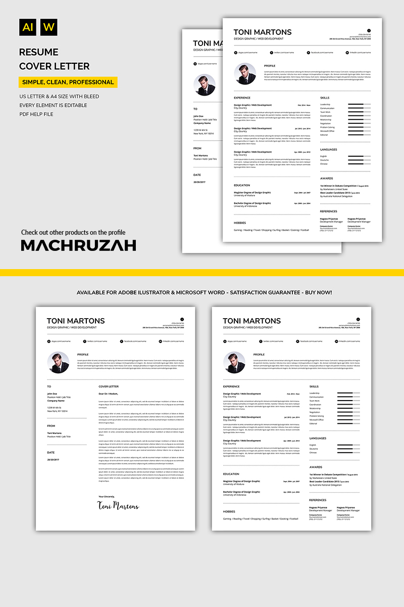 Toni - Cover Letter / Resume Template