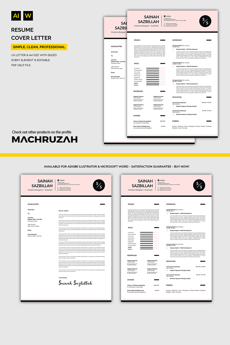 Sainah - Cover Letter / Resume Template