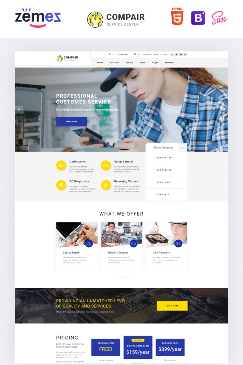 Compair - Service Center Multipage HTML5 Website Template