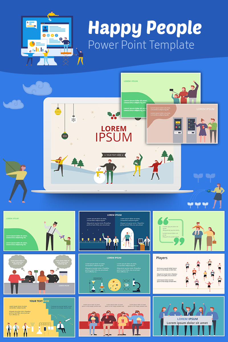 Happy People Infographic PowerPoint template