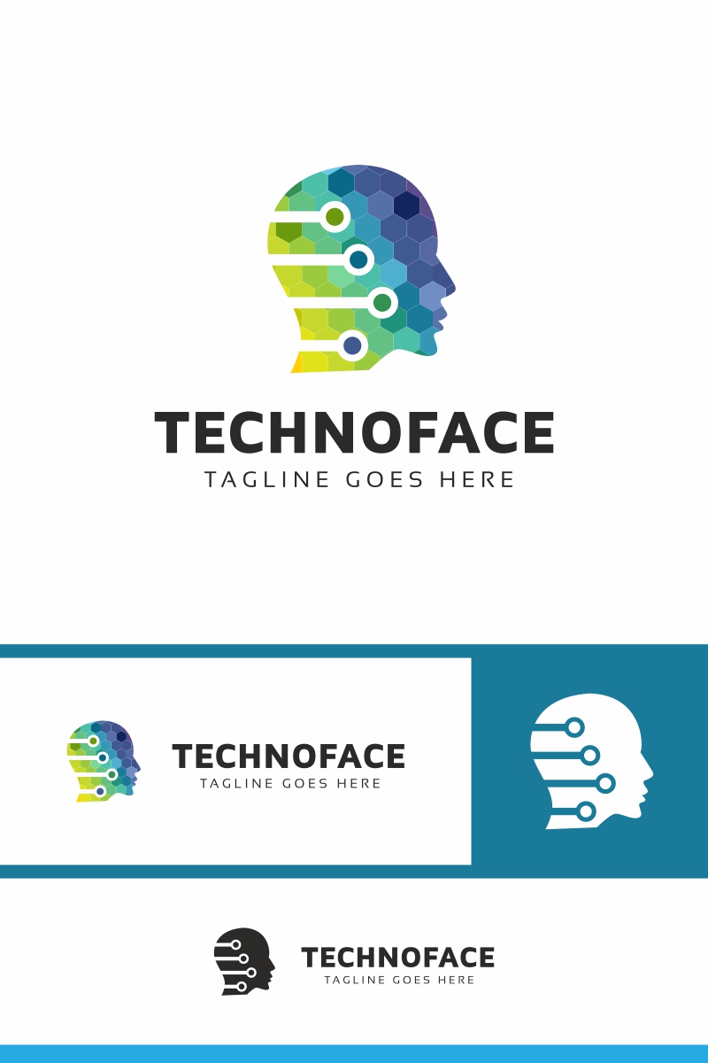 Techno Face Virtual Human Logo Template