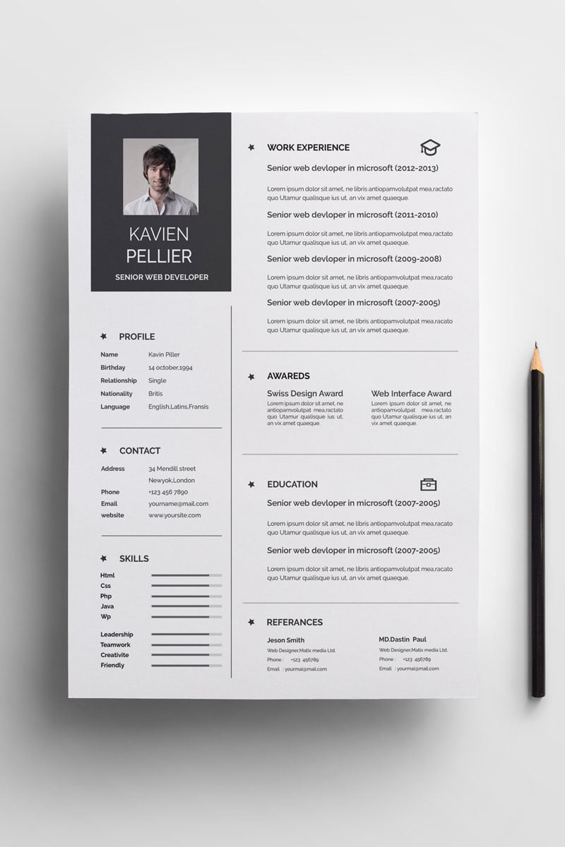 Creative ready made Job Resume/cv Template