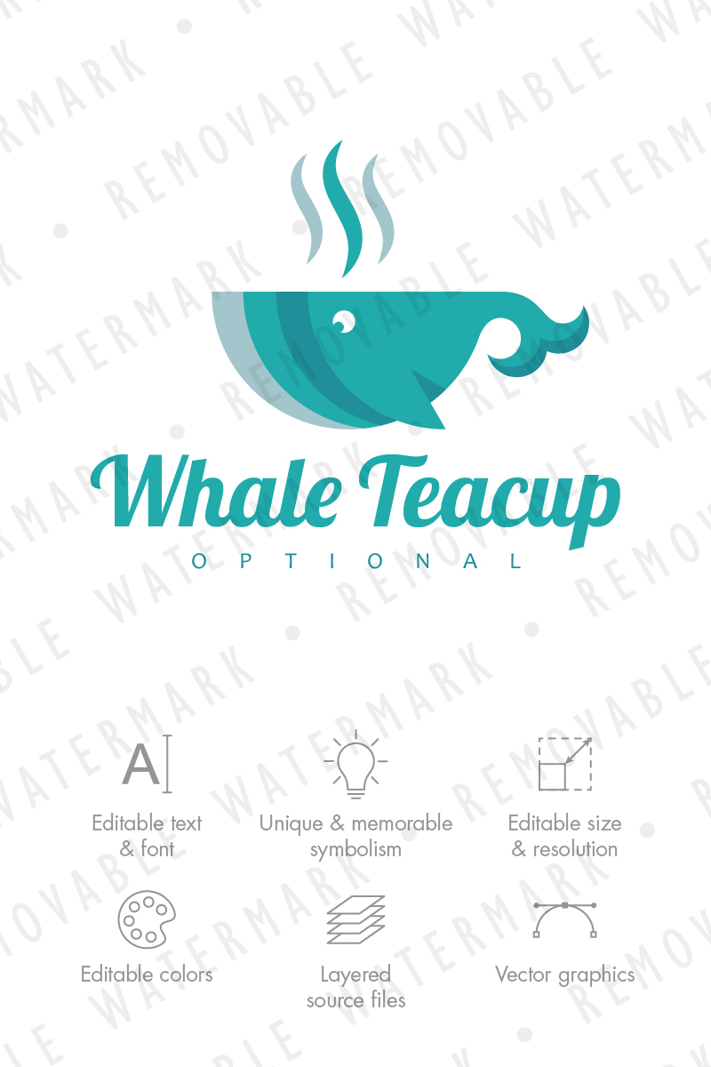 Cup of Whale Logo Template
