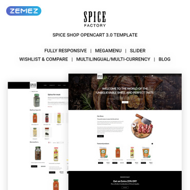 Ecommerce Food OpenCart Templates 71227