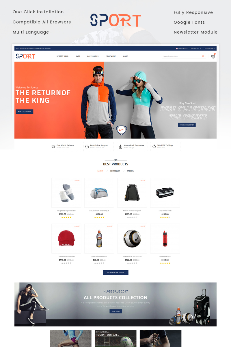 Sports Store OpenCart Responsive Template