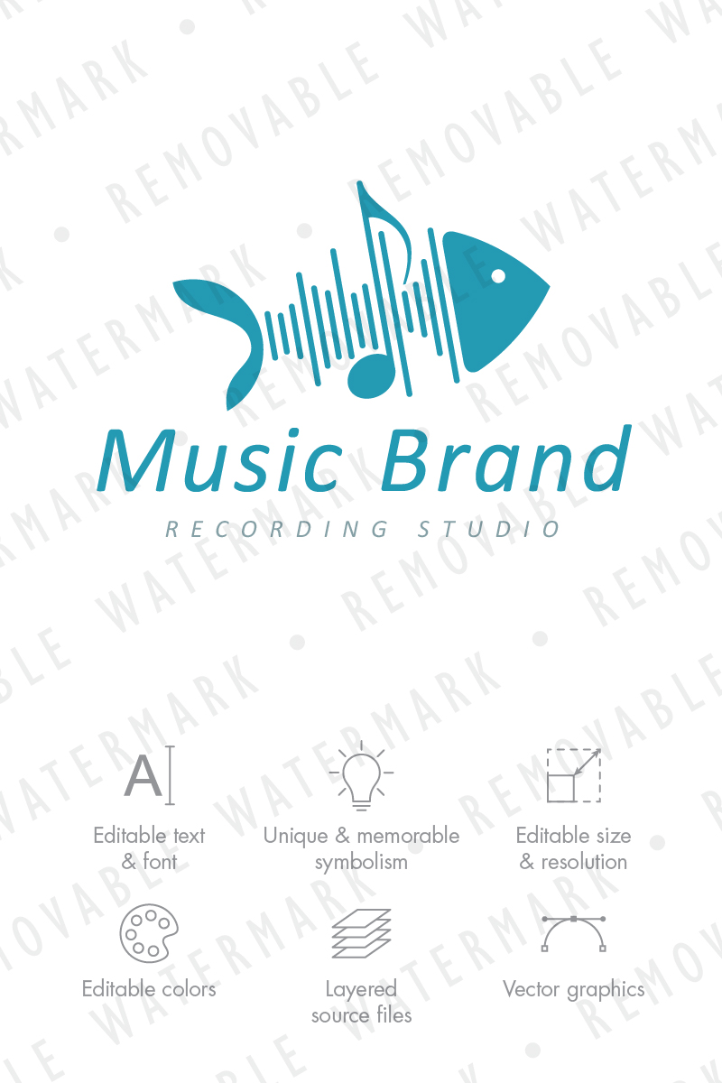 Sound Wave Fishbone Logo Template