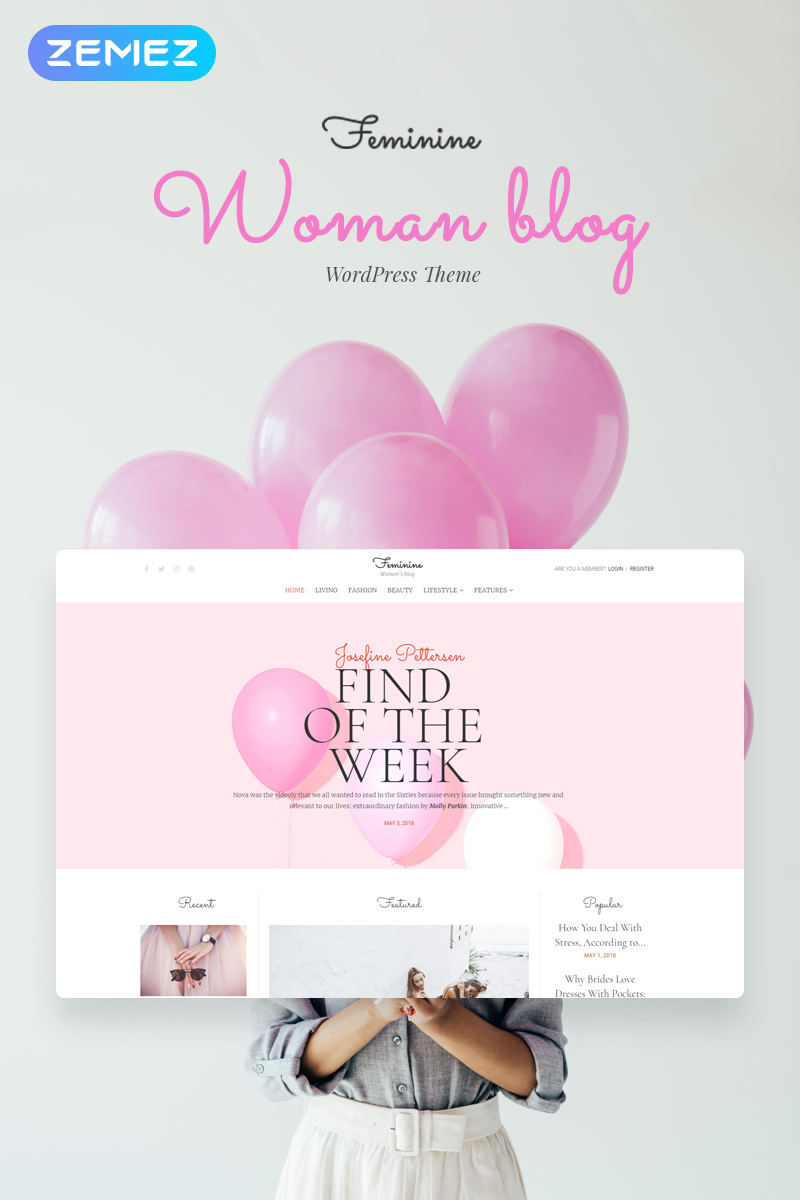 Feminine - Woman Blog WordPress Elementor Theme