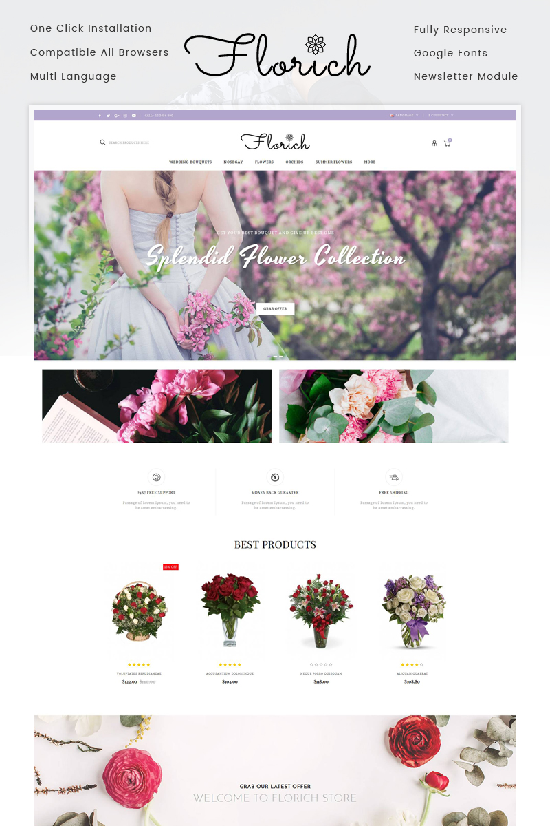 Florich - Wedding Flowers Store OpenCart Responsive Template