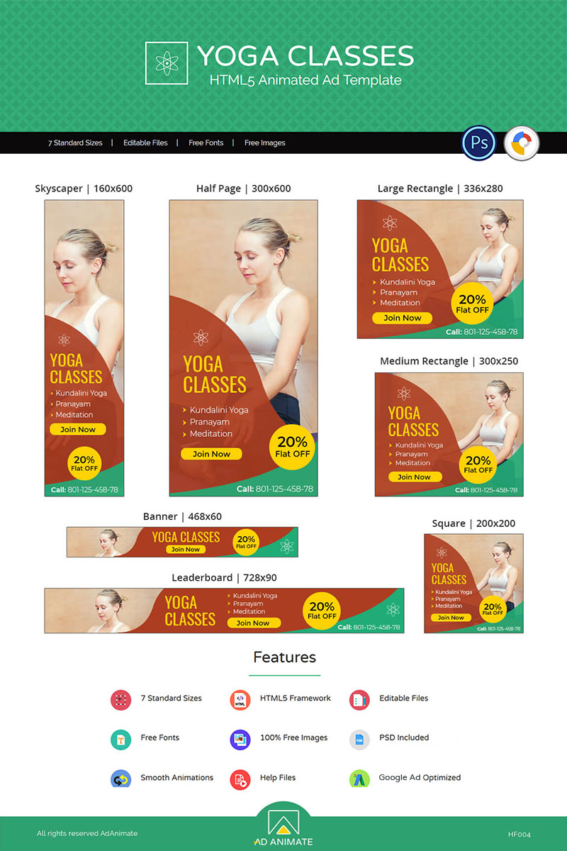 Health & Fitness | Yoga Classes Ad Animated Banner