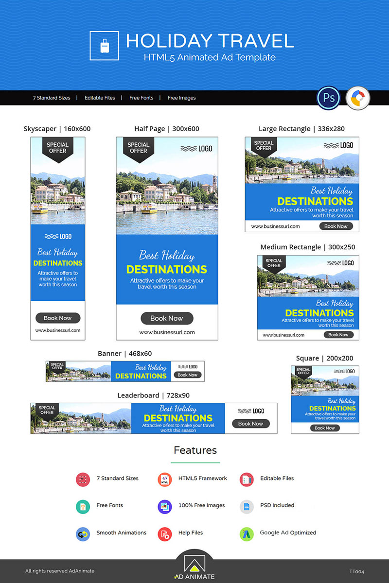 Tour & Travel | Holiday Travel Banner Ad Templates Animated Banner