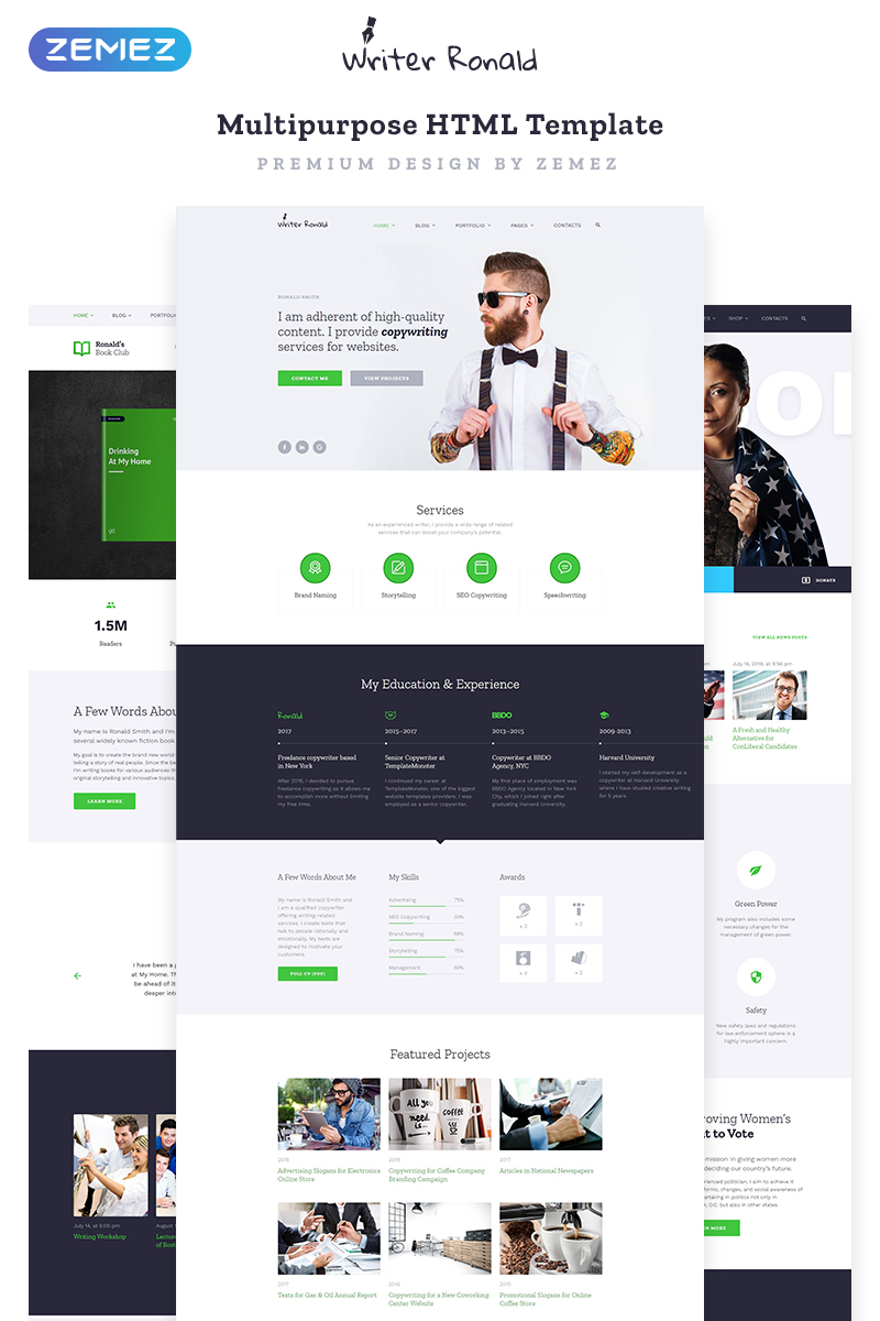 Writer Ronald - Universal Personal Multipurpose HTML Website Template