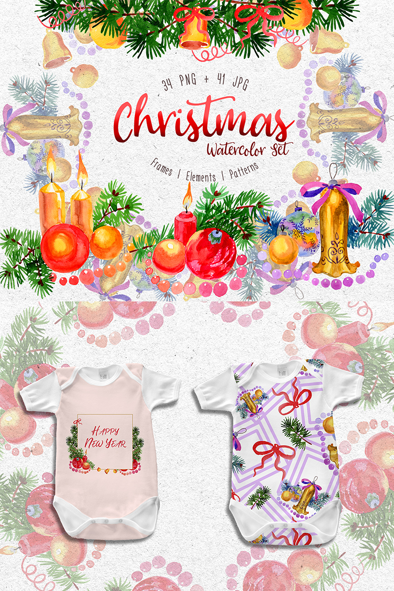Christmas Watercolor PNG Set - Illustration