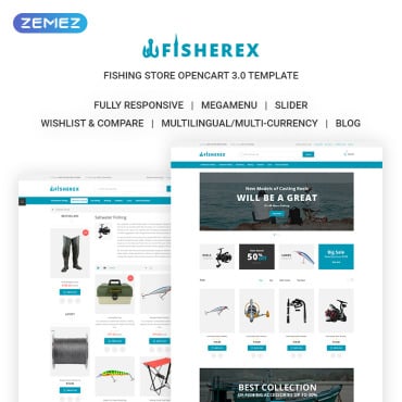 Ecommerce Fishing OpenCart Templates 72059