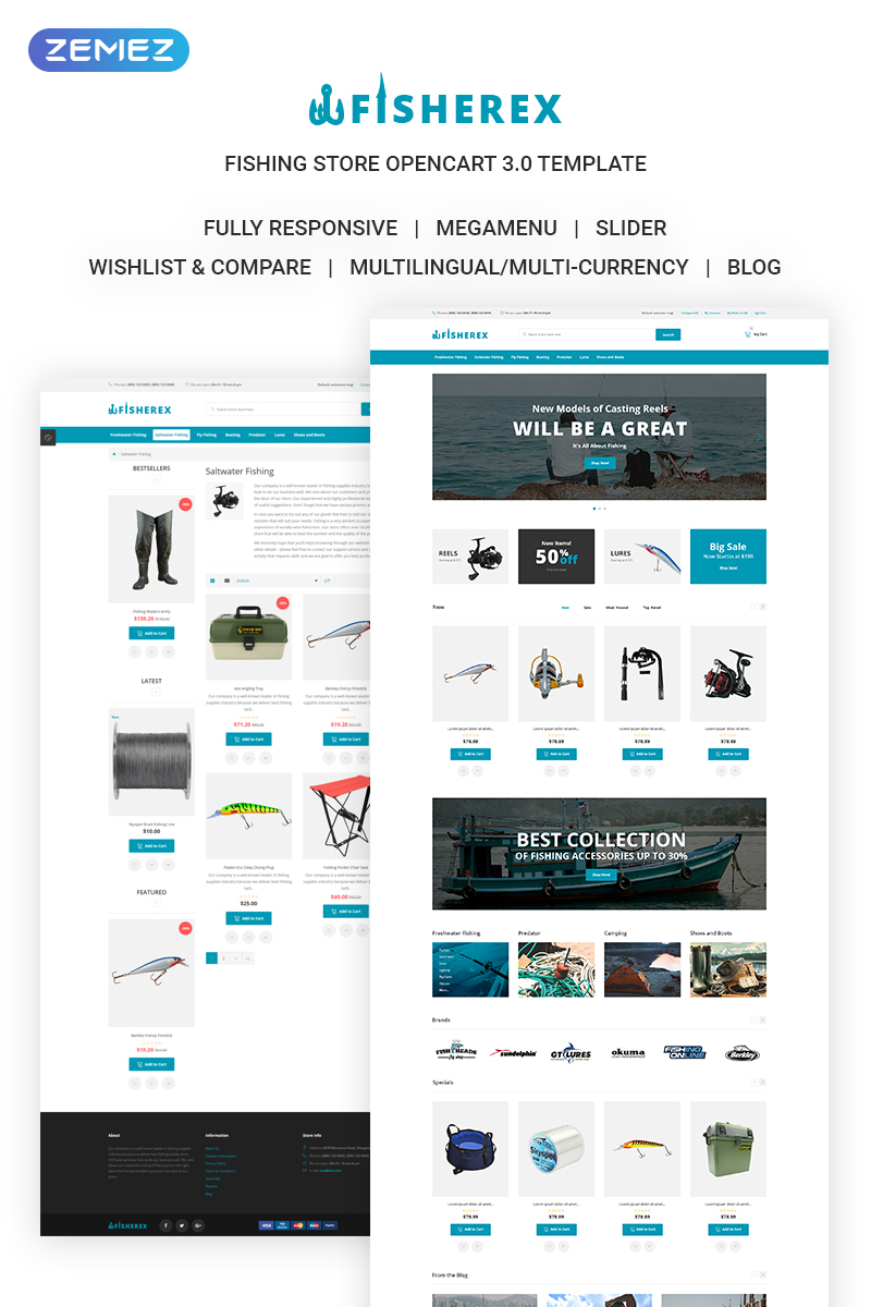 Fisherex - Fishing Store OpenCart Template