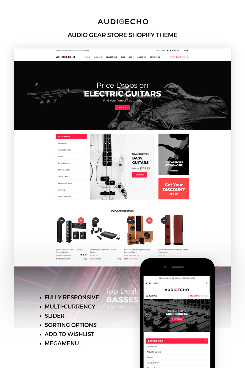 AudioEcho - Stylish Audio Gear Online Store Shopify Theme