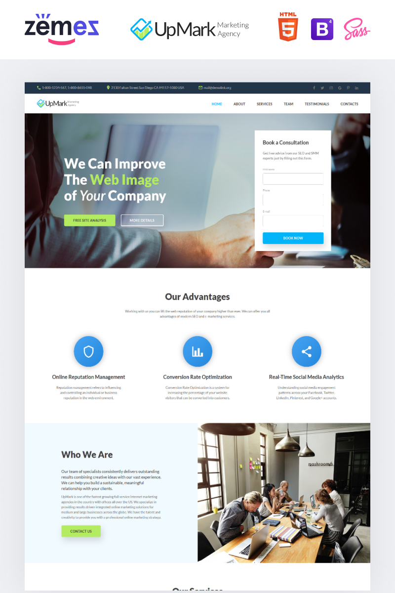 UpMark - Fancy Marketing Agency HTML Landing Page Template