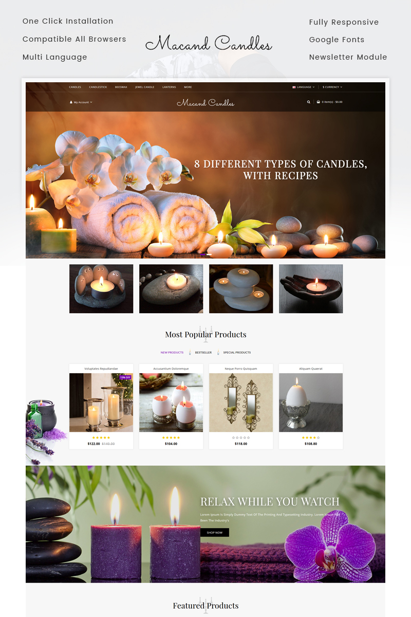 Macand Candles Store OpenCart Template