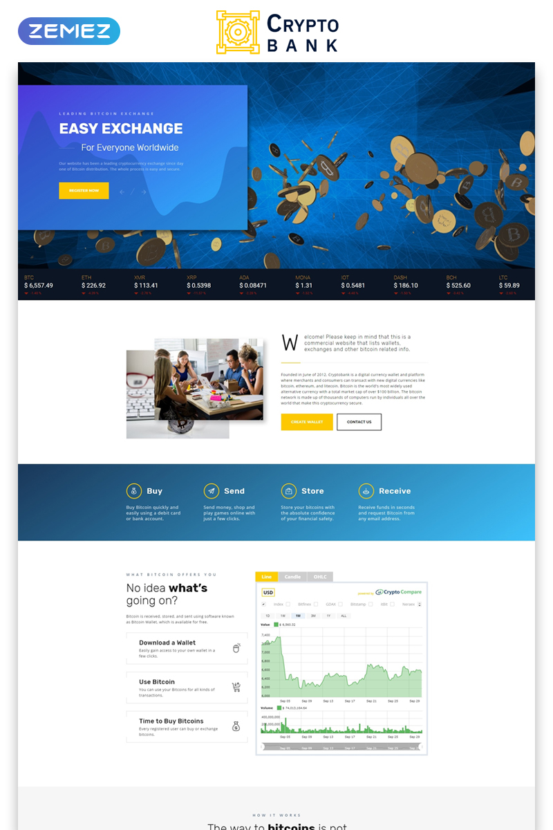 Crypto Bank - Cryptocurrency Exchange HTML Landing Page Template