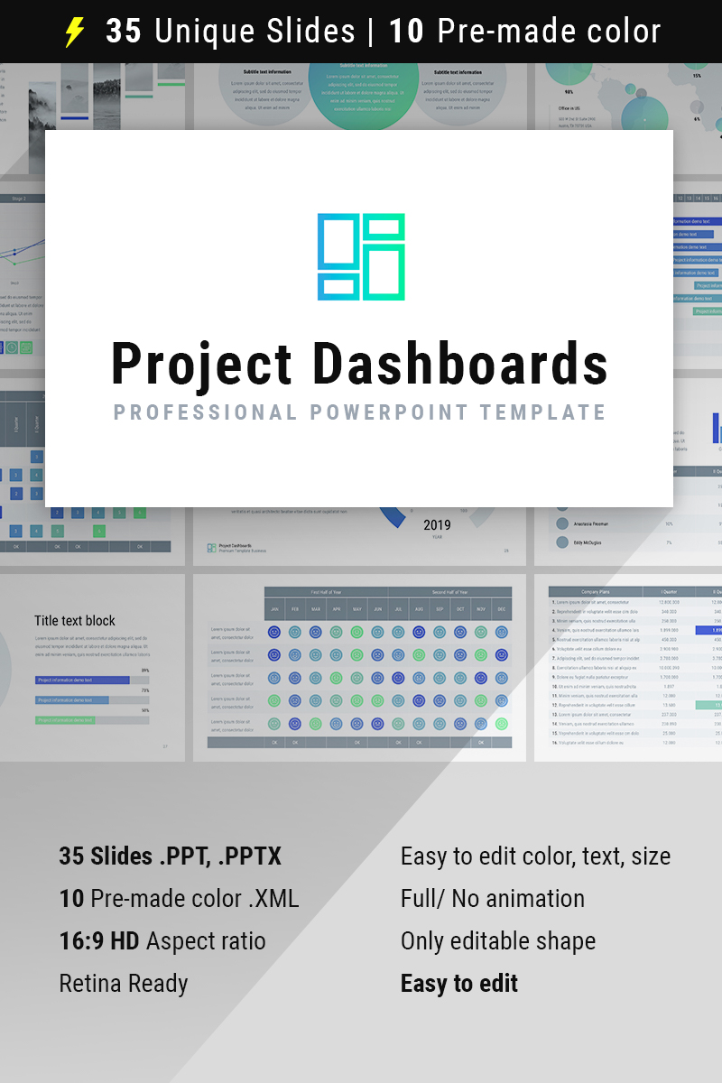 Project Dashboards for PowerPoint template