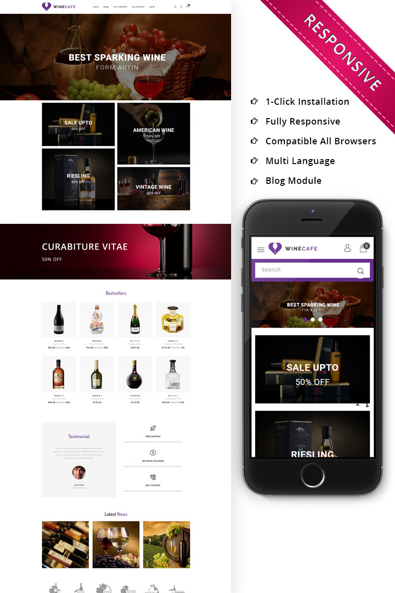 Winecafe - The Bar OpenCart Template