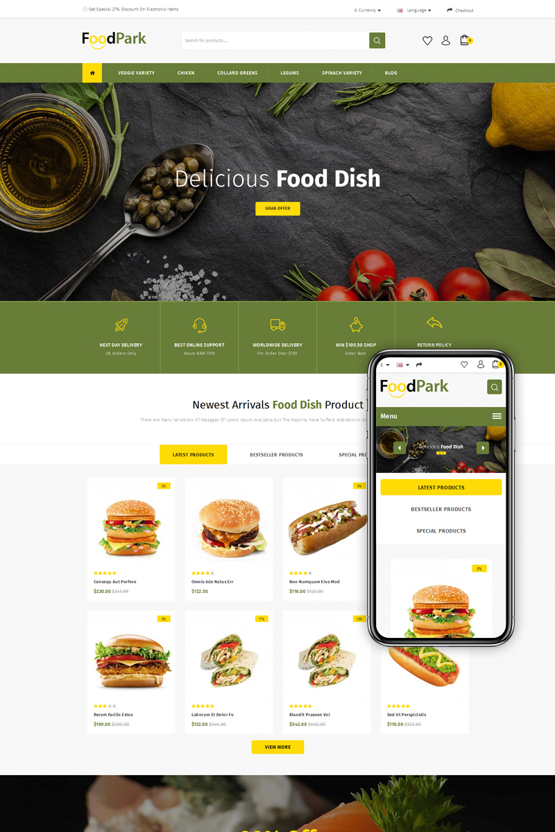 FoodPark Store OpenCart Template