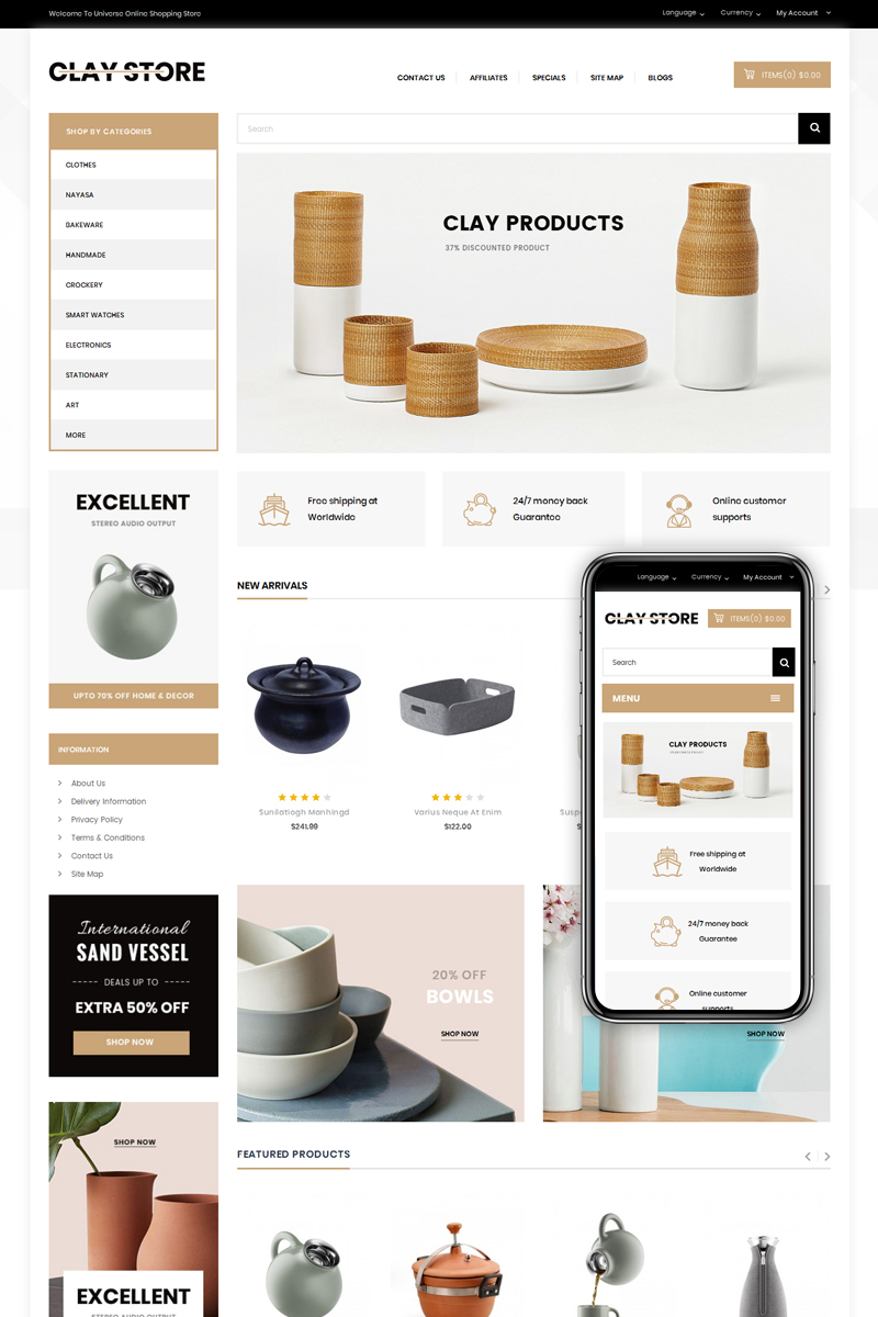 Clay - Home Deco Store OpenCart Template