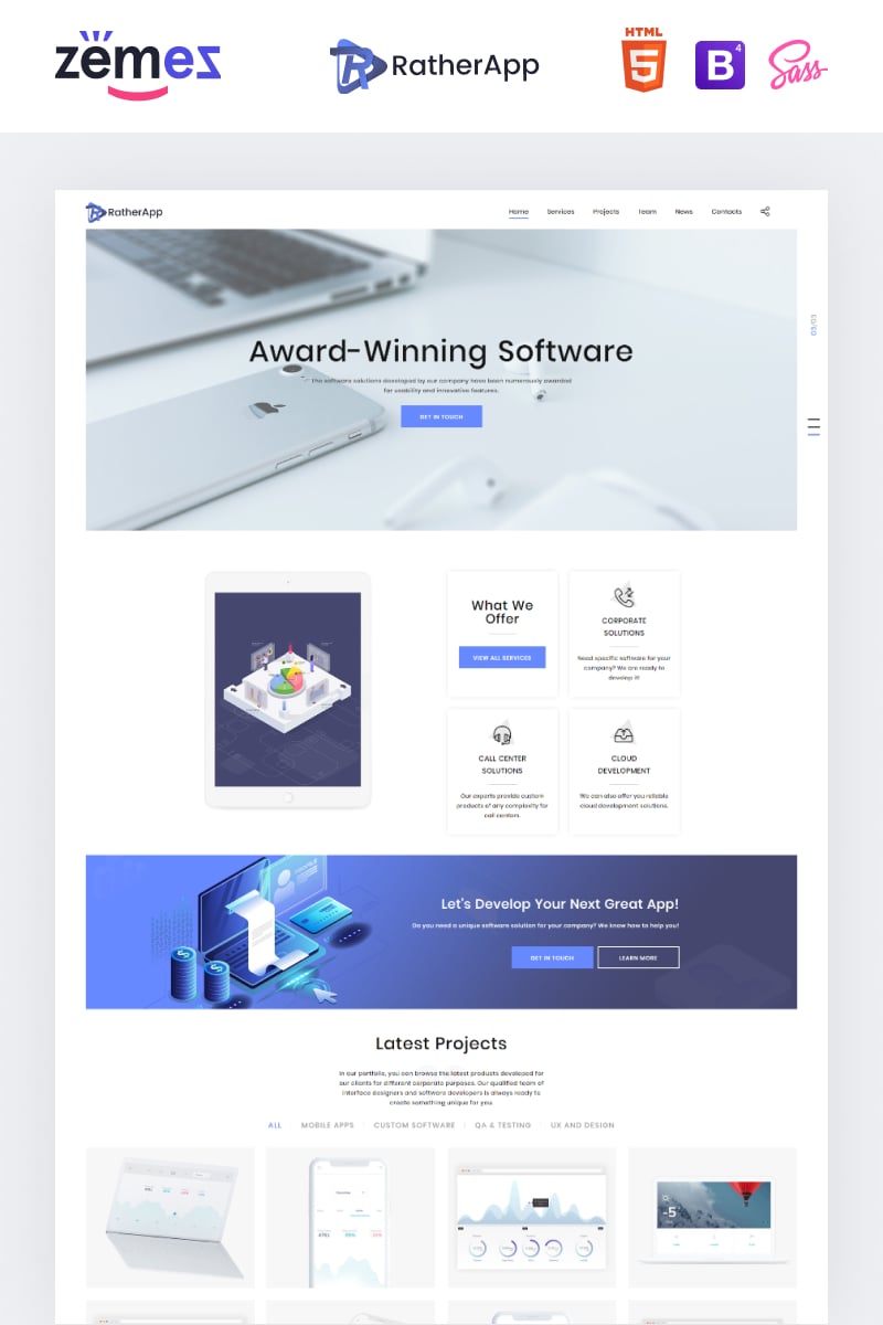 RatherApp - Software Company HTML5 Landing Page Template