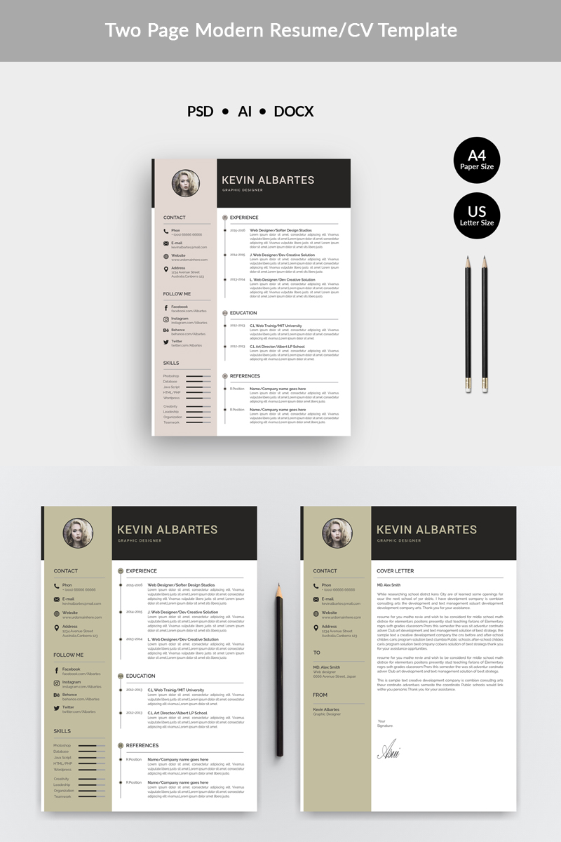 Kevin Albartes Modern Resume Template