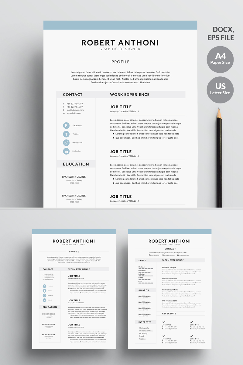 4 Page Professional Clean Resume Template