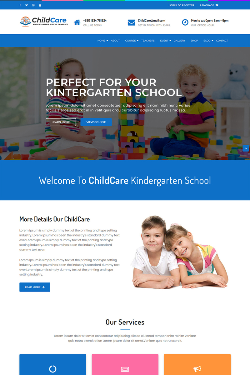 ChildCare - Kindergarten & School HTML Website Template
