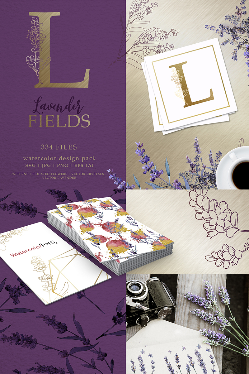 Lavender Fields Watercolor And Vector Pack - Illustration