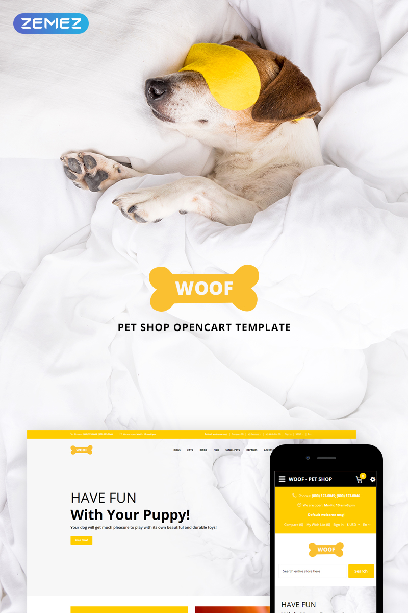 Woof - Simple Pet Supplies Online Shop OpenCart Template