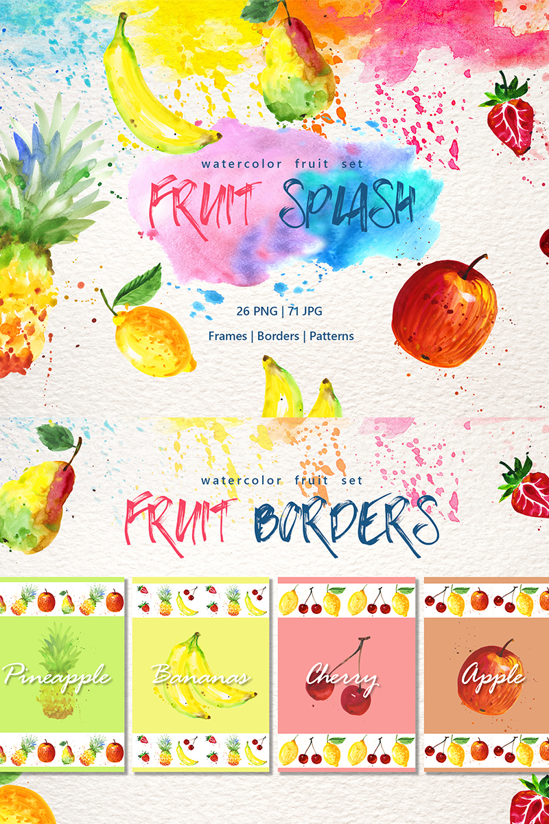 Watercolor Fruits PNG Set - Illustration