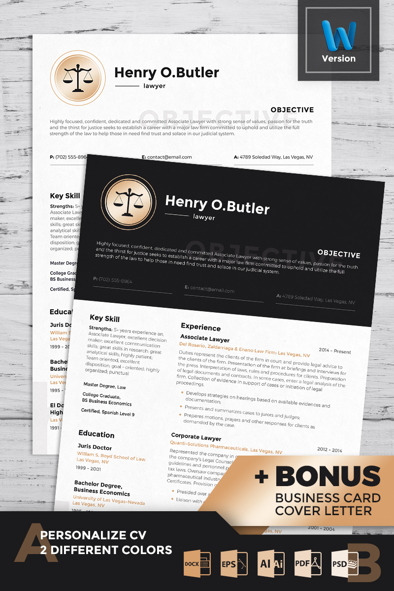 Henry O. Butler - Lawyer Resume Template