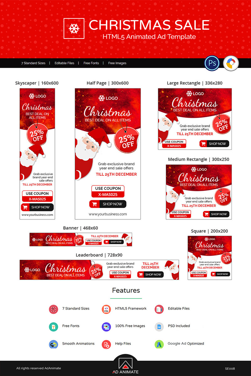Shopping & E-commerce | Christmas Sale Ads Animated Banner