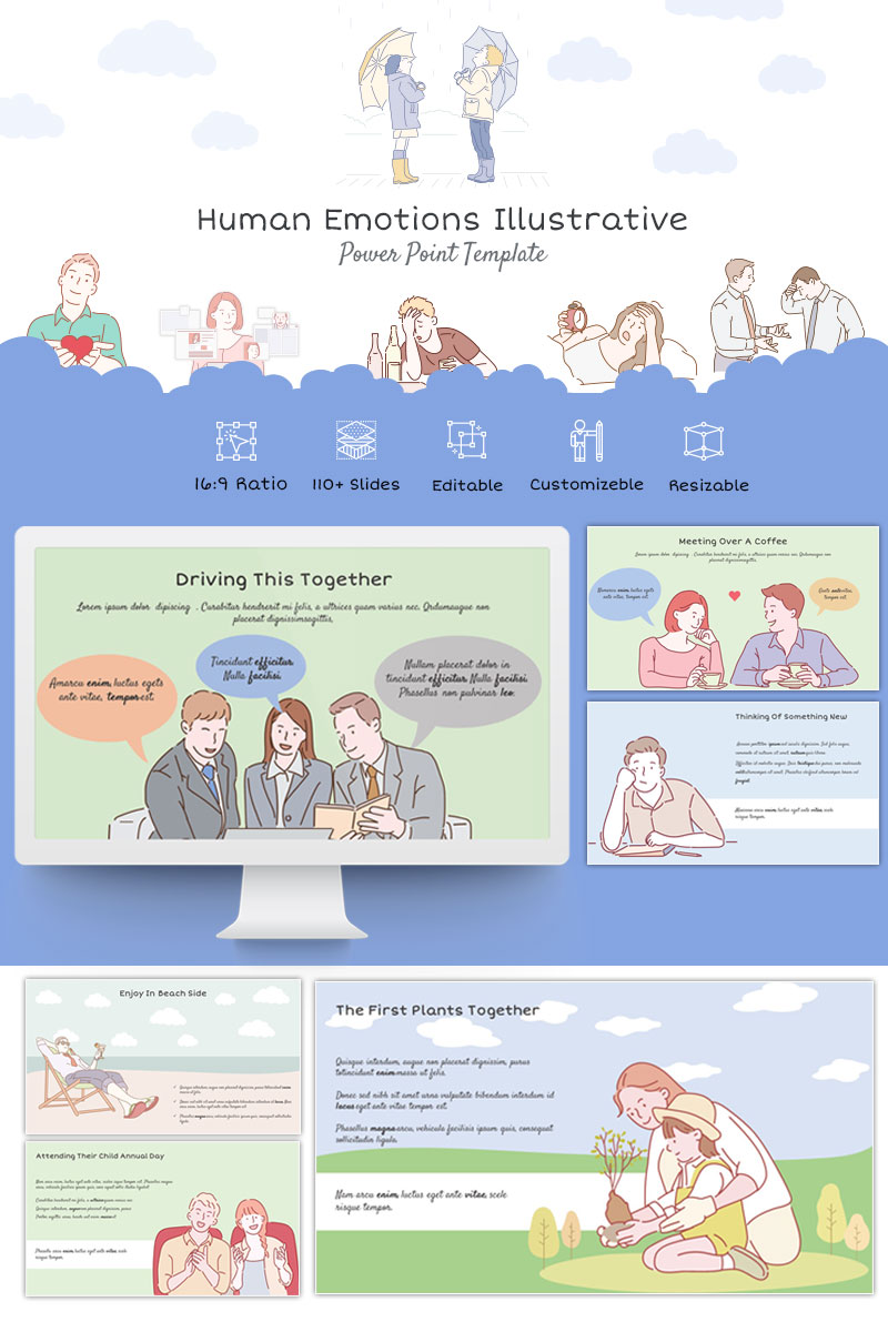 Human Emotions Illustrative PowerPoint template