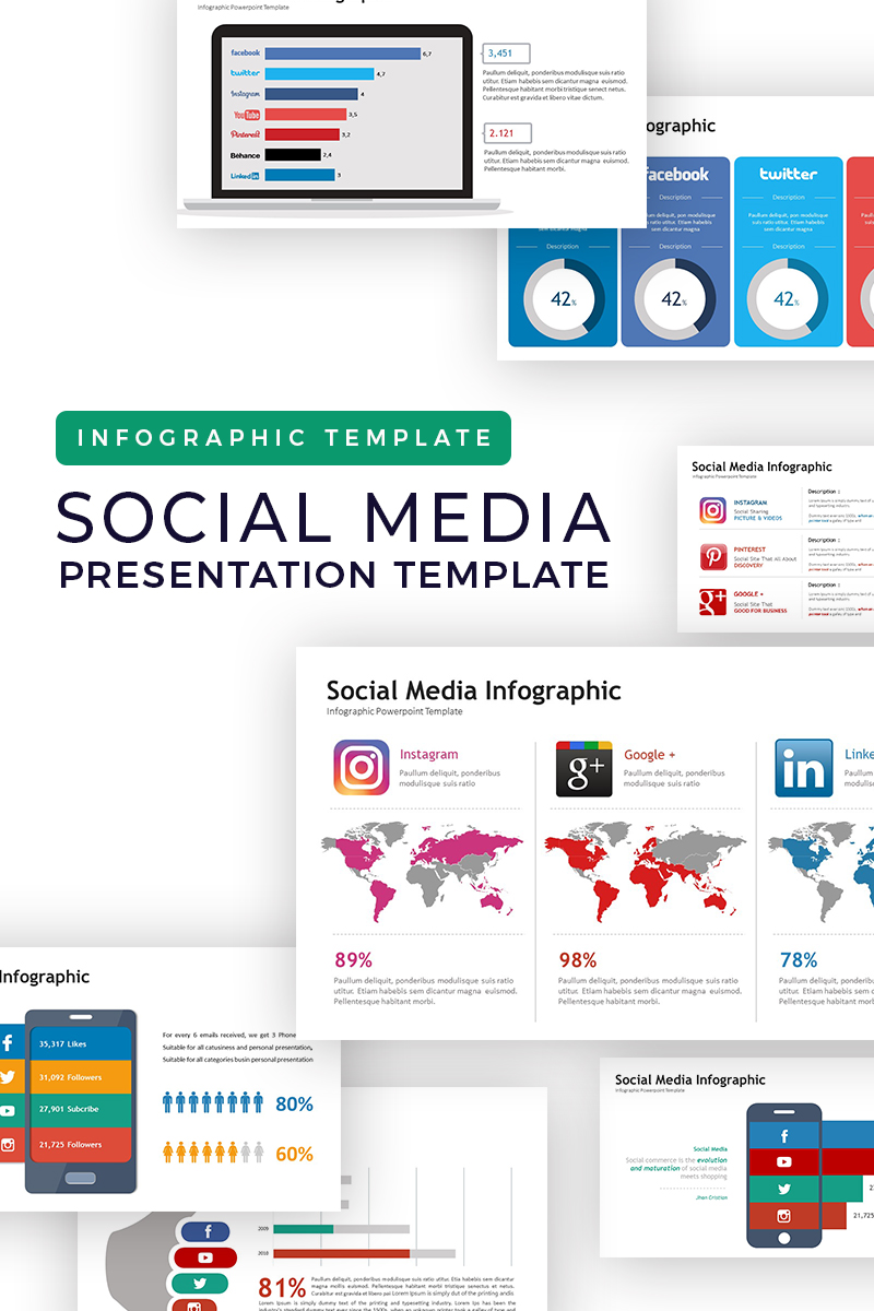 Social Media Presentation - Infographic PowerPoint template