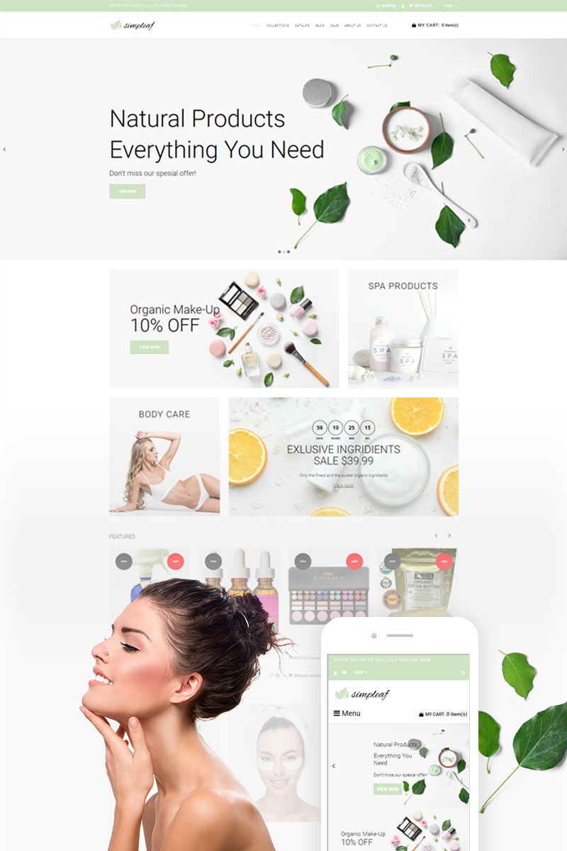 Simpleaf - Organic Cosmetics Store Shopify Theme