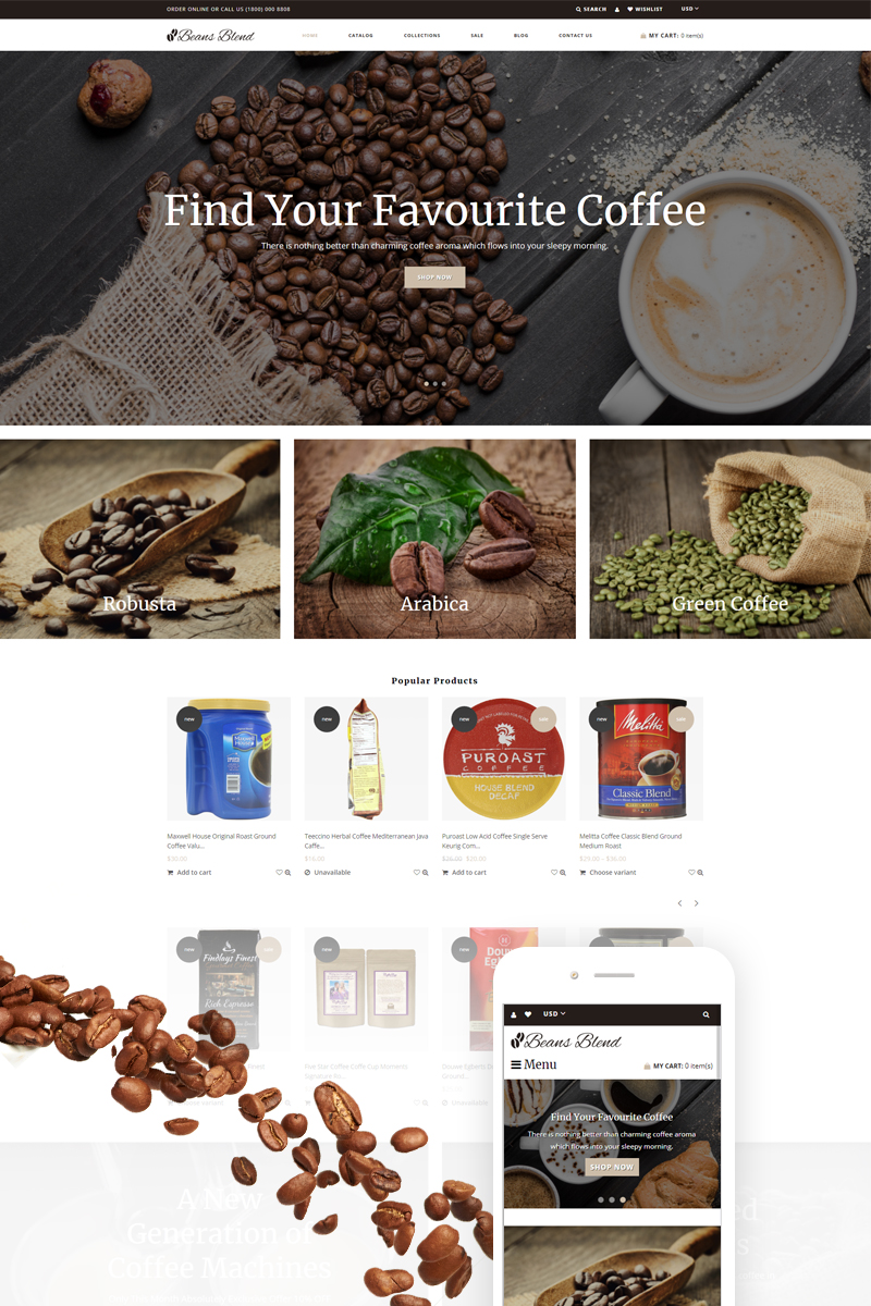 Prestashop Theme Arabica - Coffee and Tea, Equipment for Making Drinks