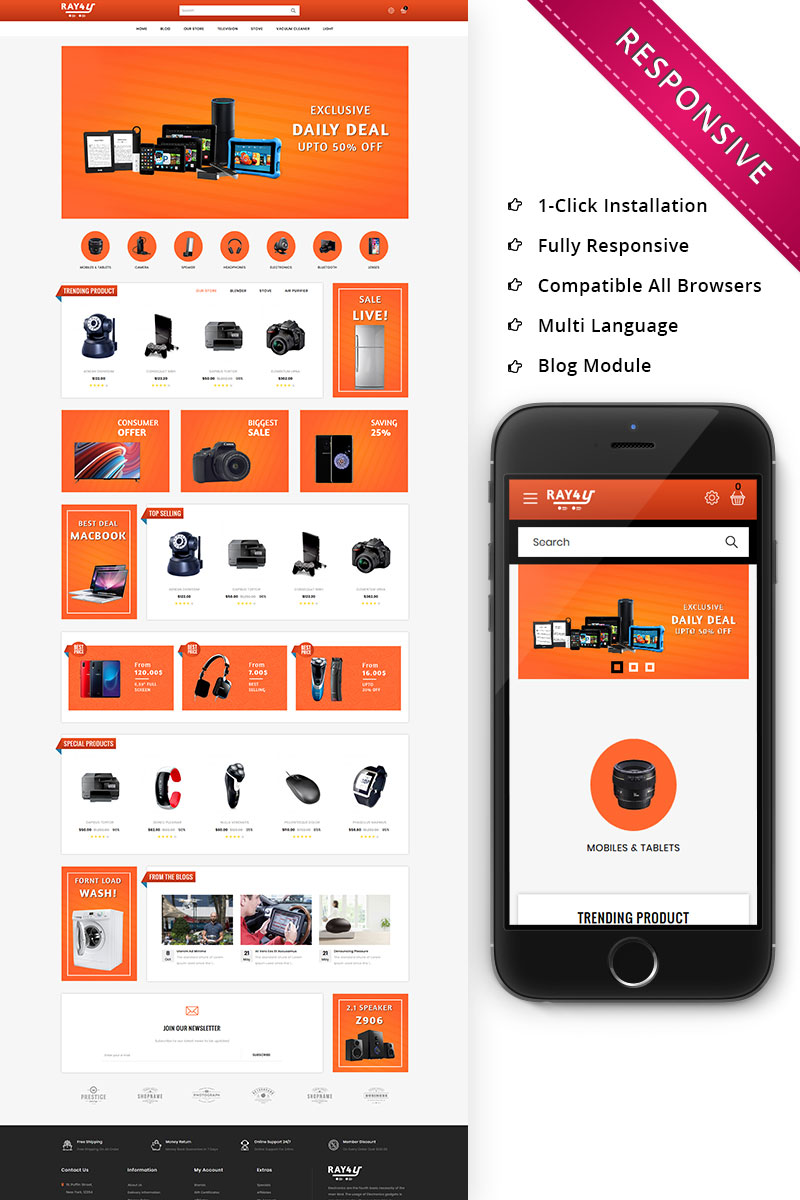 Ray4u Electronic Store Responsive OpenCart Template