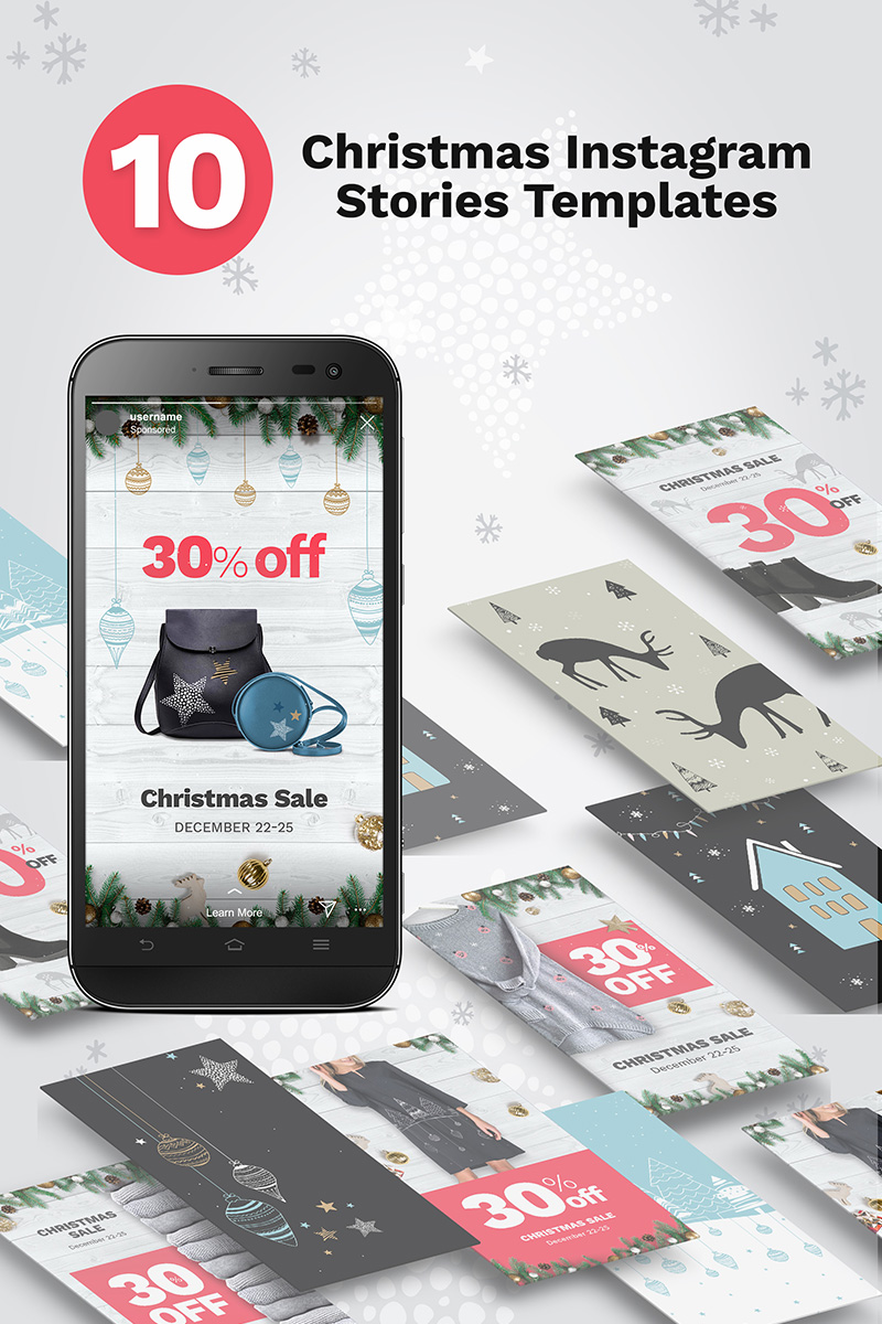 10 Christmas Instagram Stories Banners Social Media Template