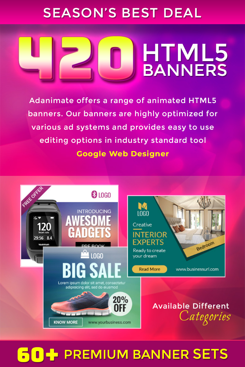 Premium Banner Bundle - 420 Animated HTML5 Banner Animated Banner