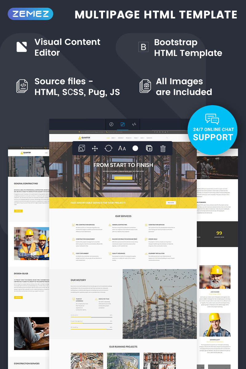 Quarter - Construction Ready-to-Use Website Template
