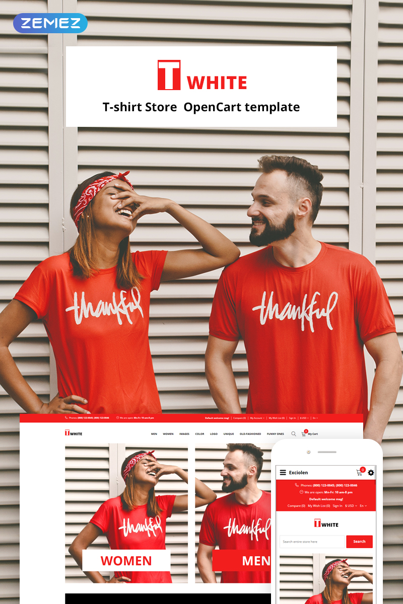 Twhite - T-Shirt Store Ready-To-Use OpenCart Template