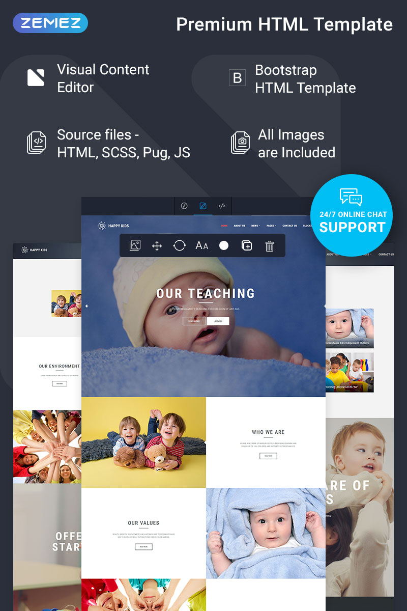 Happy Kids - Nursery Ready-to-Use Website Template